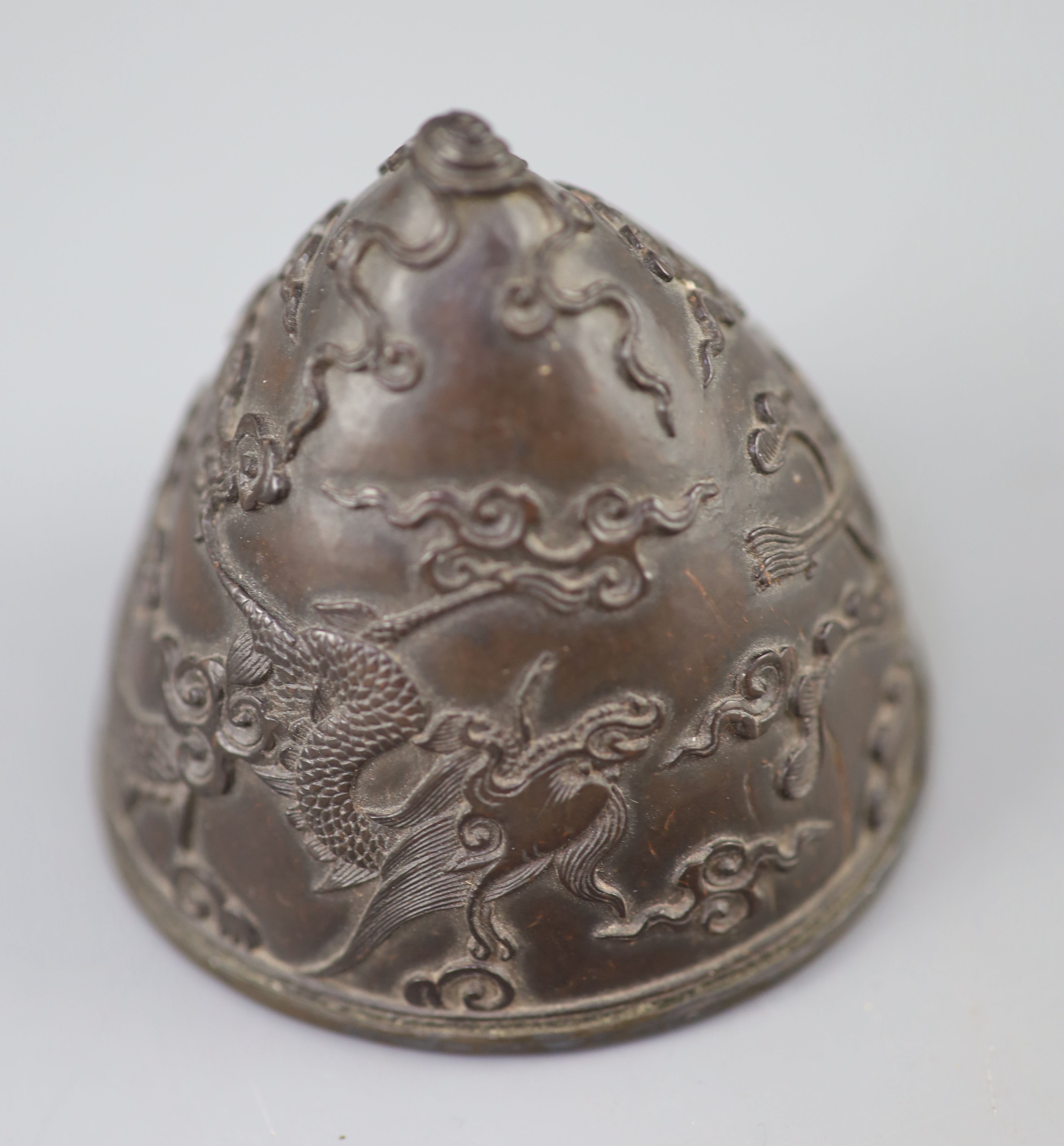 A Chinese dragon & phoenix coconut libation cup, 18th/19th century,